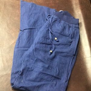 Flowy denim elastic waste pants